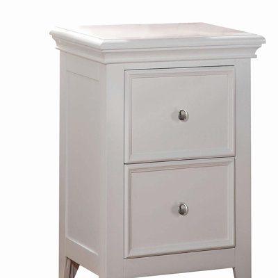 Pine Wood Nightstand With 2 Drawers, White
