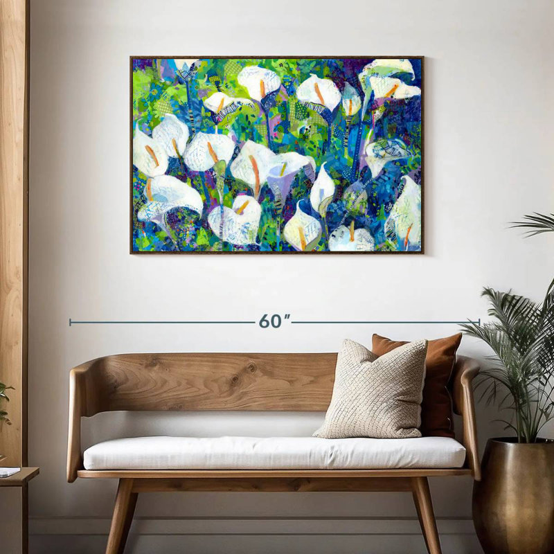 Morning Blues, Cadre flottant en noyer, 43 po x 29 po