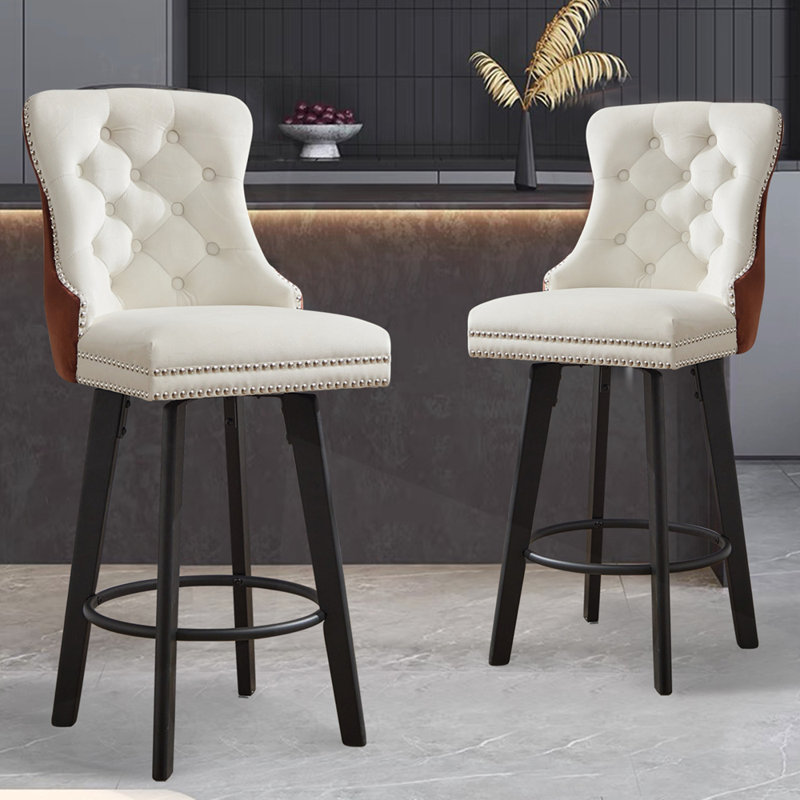 Tabourets de bar pivotants Modern, Beige, 2