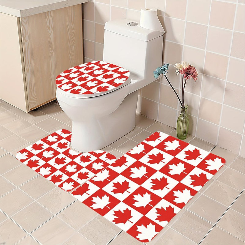 Ensemble de 3 tapis de salle de bain érable à damier