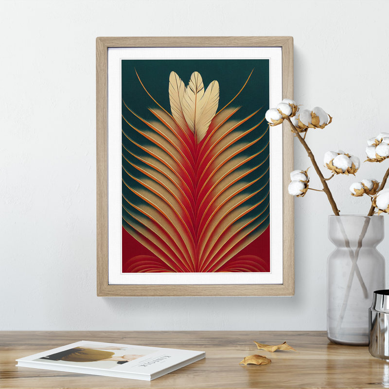 Feather No.2 - Single Picture Frame Print, 64cm H x 46cm W x 2cm D, Oak Framed