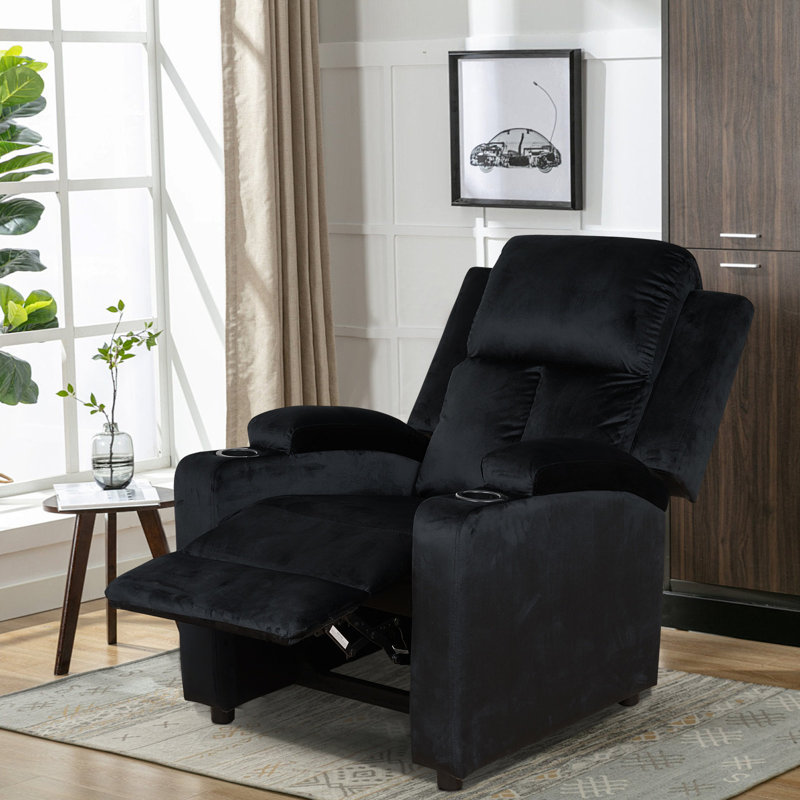 31.5'' Wide Recliner with  Cup Holder, Black