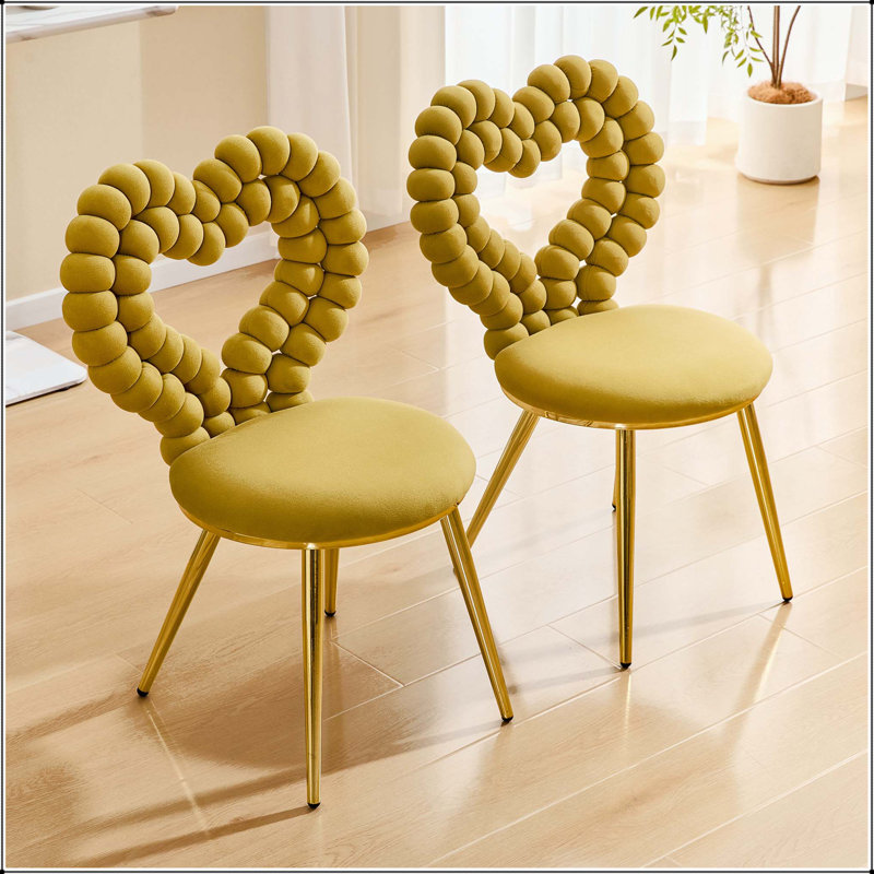 Fauteuil d'appoint capitonné en velours jaune, Yellow, Yellow
