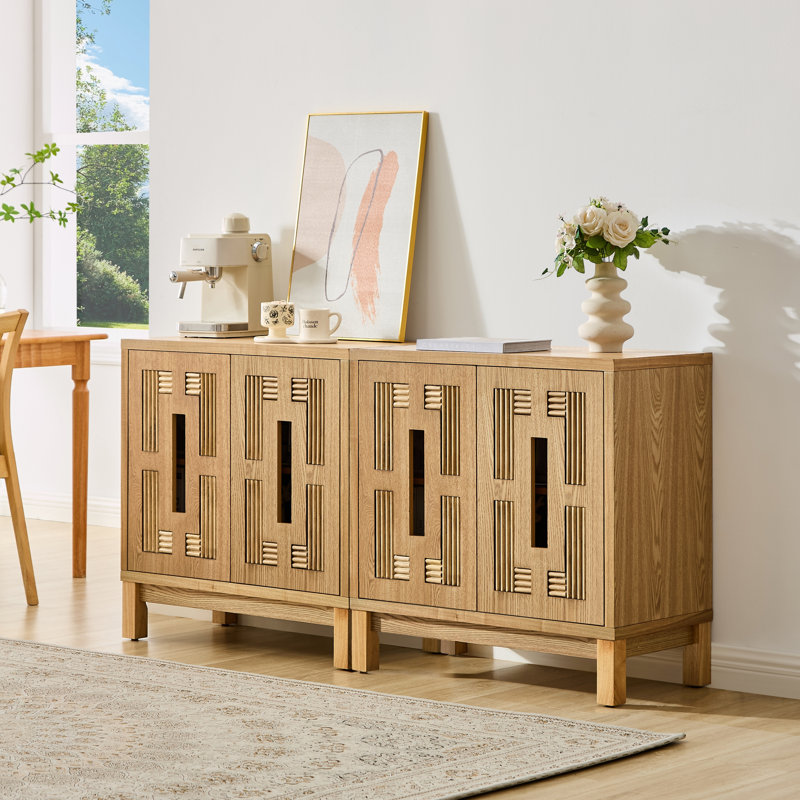 Buffet 31,5 po Mid Century Modern, Natural Wood