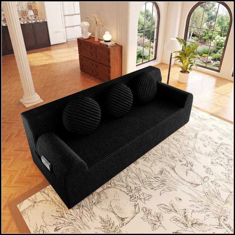 Ensemble de canapé modulaire en velours côtelé à assise profonde offrant des sièges confortables sans assemblage pour des espaces de vie polyvalents