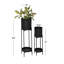 Marlee 2 Piece Metal Indoor Outdoor Planter with Lower Shelf and Removable Stand Set