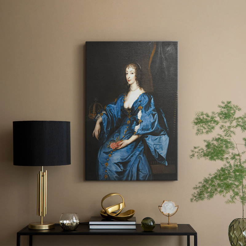 La reine Henrietta Maria d'Angleterre, toile tendue par Anthony Van Dyck, 12 x 18