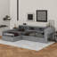 Lit plateforme simple en L en bois avec lit gigogne et tiroir-1985983455