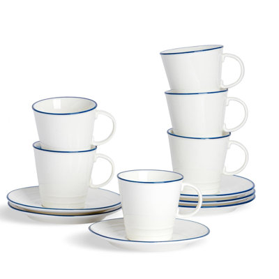 Nicola Spring - 12pc White Farmhouse Teacups & Saucers Set - 270ml