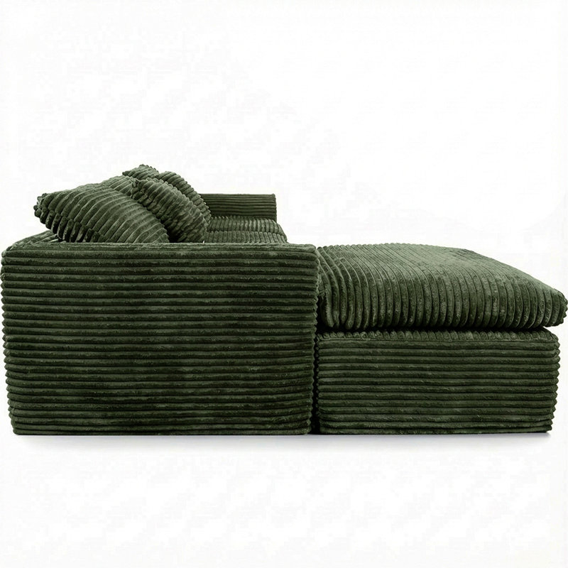 Kelvera Boneless 108-Inch Modern Sectional Sofa with High-Density Foam and Interchangeable Chaise Options, Green