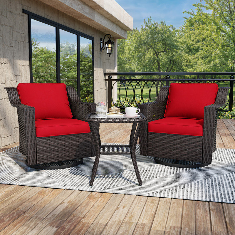 Patio Conversation Sets with Cushions, Red
