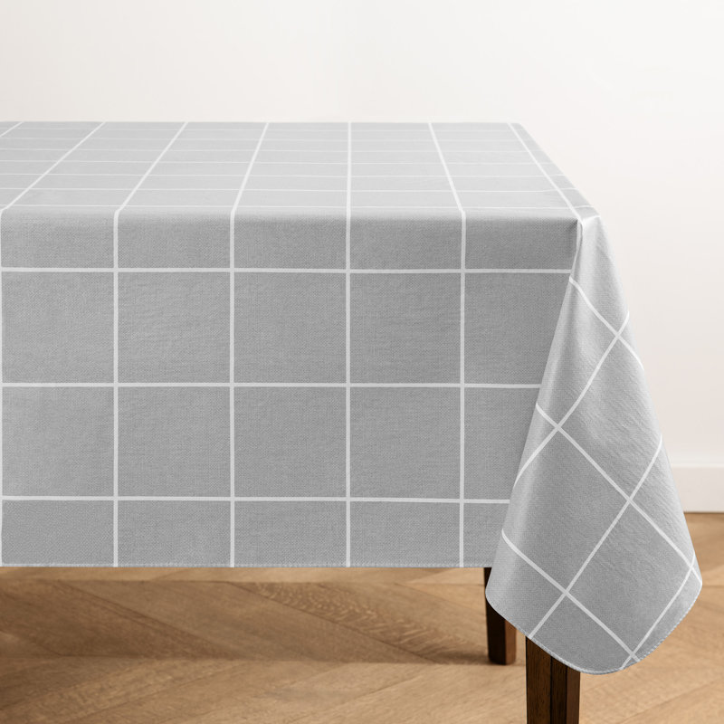 Nappe d'intérieur / d'extérieur en vinyle à carreaux écossais Windowpane, 70 po x 52 po, Noir