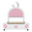 Lit plateforme simple tapissier avec tête de lit Ribbit, confortable et élégant, blanc