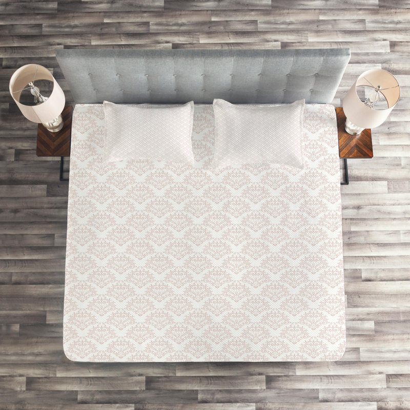Polyester Damask Coverlet, King Bedspread + 2 Shams