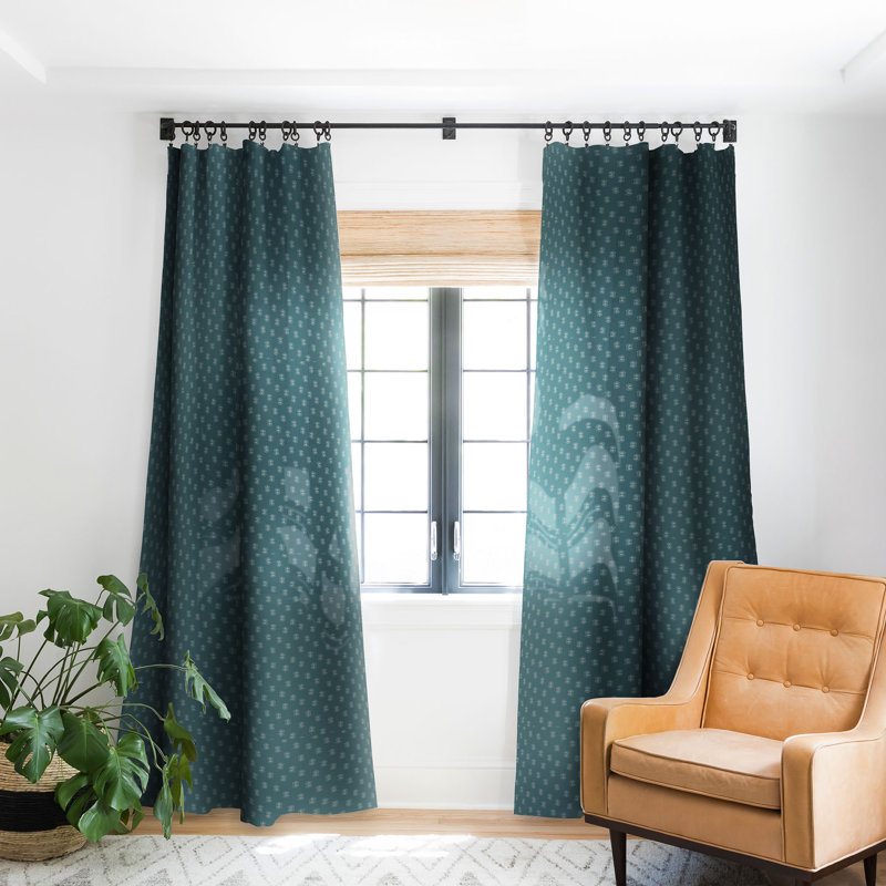 Little Arrow Design Co Eyes On Dark Teal 1pc Blackout Window Curtain Panel