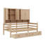 Lit de jour simple en bois avec tête de lit bibliothèque et tiroirs de rangement sous le lit
