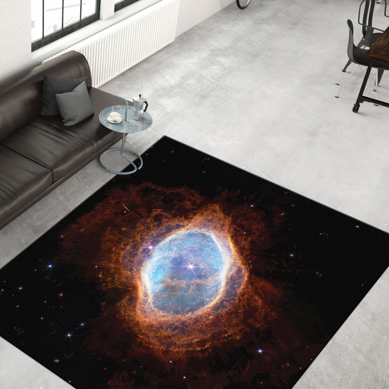 Transitional Non-Woven Soft Printed Rug with Invigorating Green and Blue Botanical Theme Ideal for Enlivening Any Space