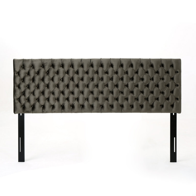 Bed Frame With Headboard, Charcoal Gray, Queen