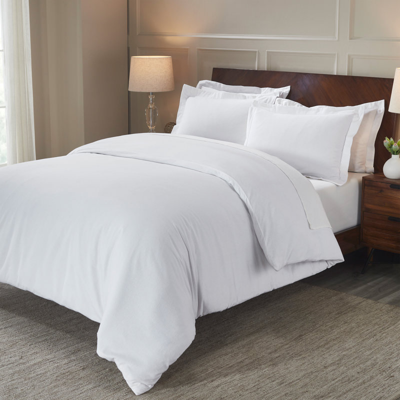 Rome 100% Flannel Cotton Solid Fuzzy Warm Duvet Cover Set, Full Duvet Cover + 2 Standard Pillow Shams, White