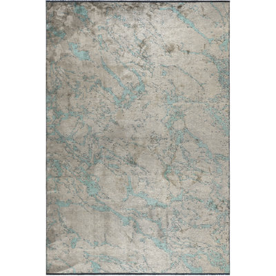 Beige Grey Aqua Camouflage Luxury Area Rug