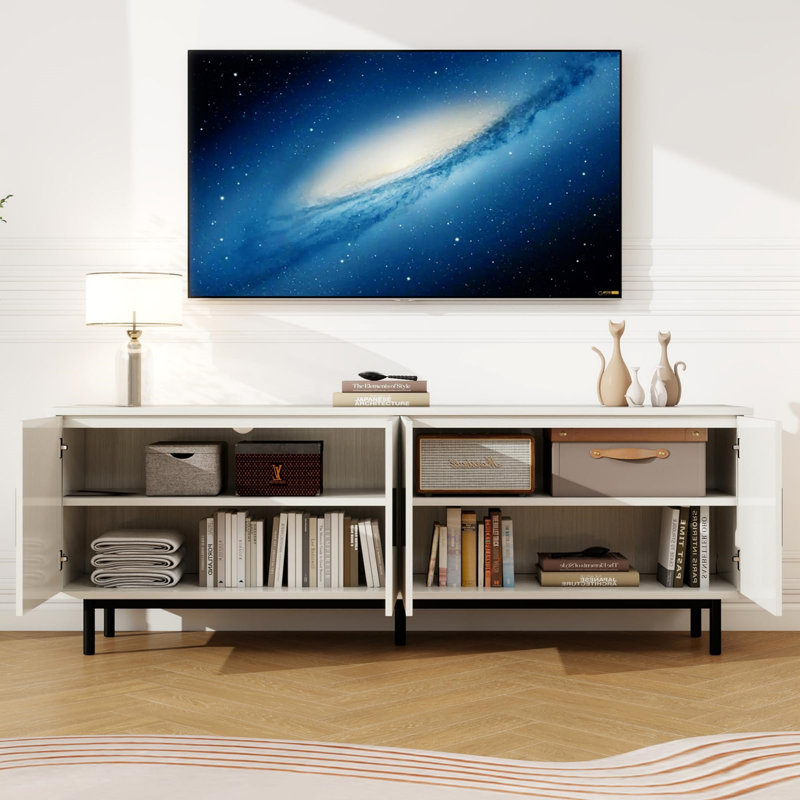 70" All-In-One Stable TV Stand | Fits Tvs Up To 80" - Storage & Cleaning-Friendly (White), White