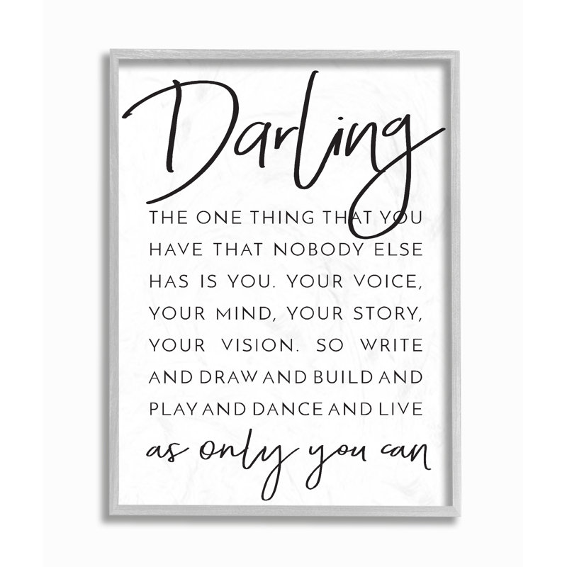 «Darling Live As Only You Can Typographie» par Daphne Polselli, reproduction d'art textuel sur bois