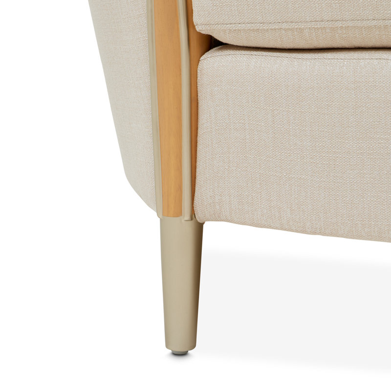 Villa Cherie 71'' Round Arm Loveseat, Pearl 100% Polyester
