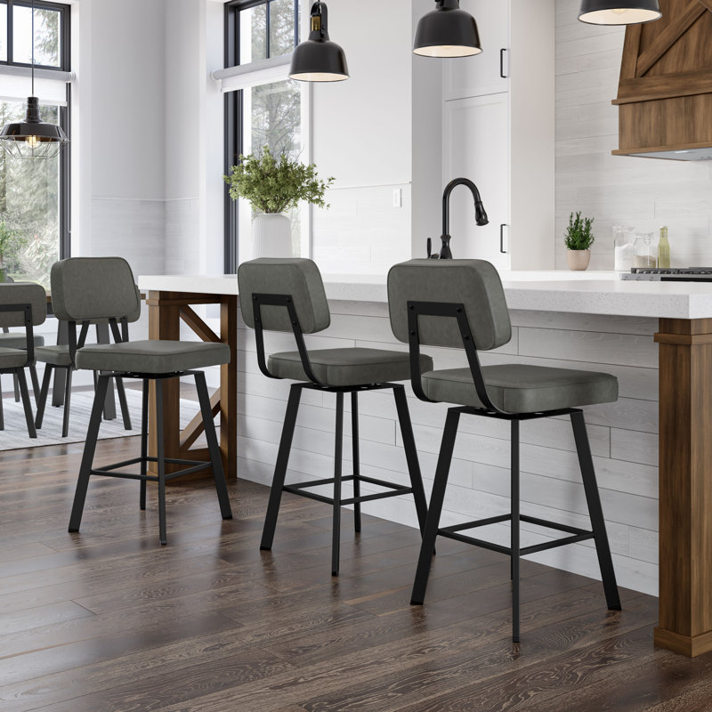 Cloran Swivel Counter & Bar Stool, Medium Gray, Textured Black, Bar Stool (30" Seat Height)