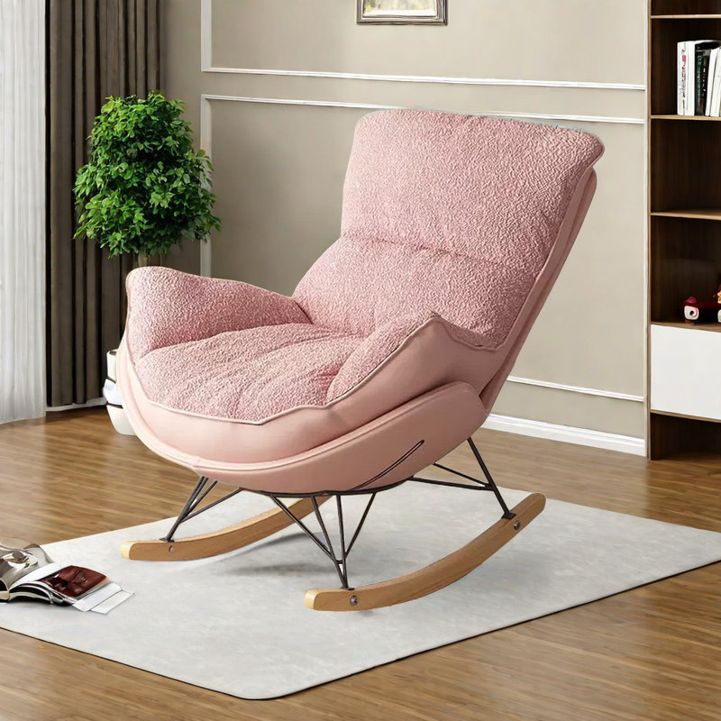 Chaise berçante moderne en tissu à double face, Rose, Rose