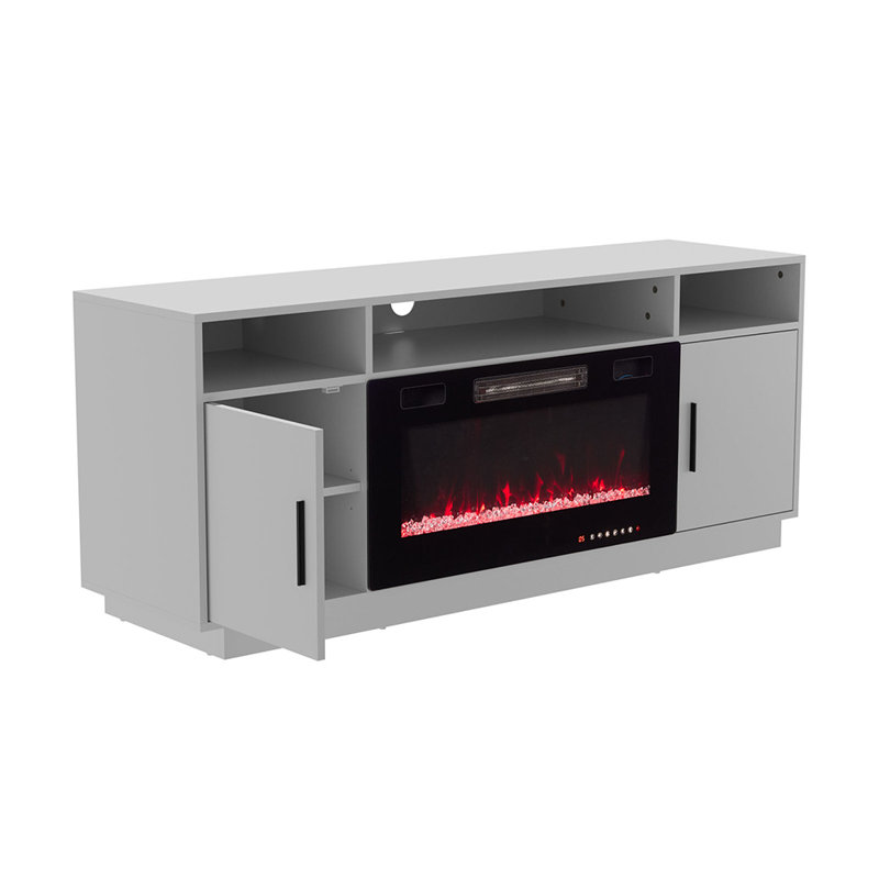 Latitude Run 147cm W Black Electric Fireplace with 5120 BTU, White