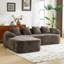 Canapés confortables en forme de L en chenille brune, style moderne pour le salon