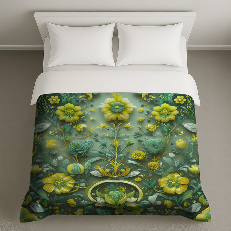 Housses de couette à motif floral complexe, Lit simple
