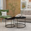 Ensemble de 2 tables basses gigognes élégantes avec plateau en marbre et structure en métal robuste pour une utilisation polyvalente à la maison-112941330