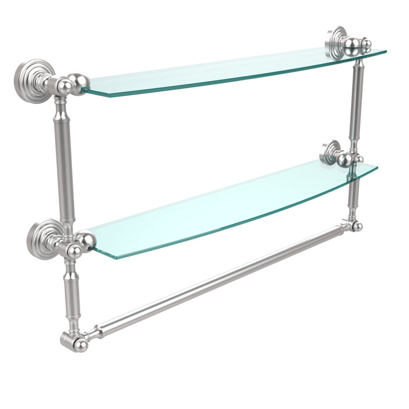 Tablette à 2 niveaux avec barre de tour Retro Wave, Chrome satiné, 24 po
