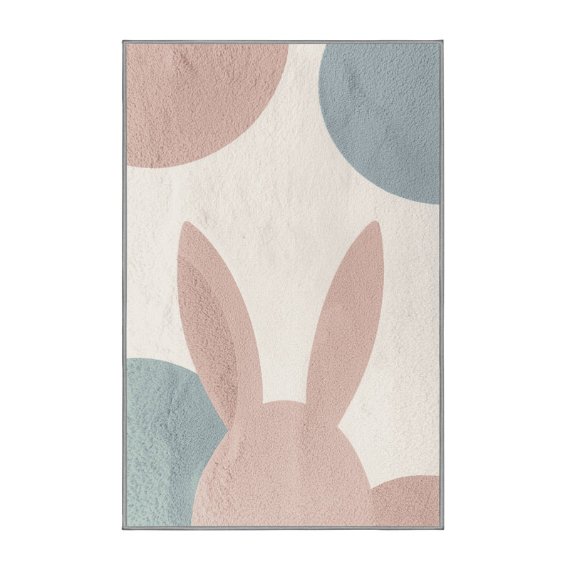 Tapis abstrait moderne et contemporain Aguayo de Pâques lavable à la machine - Reliure grise, 5 x 7