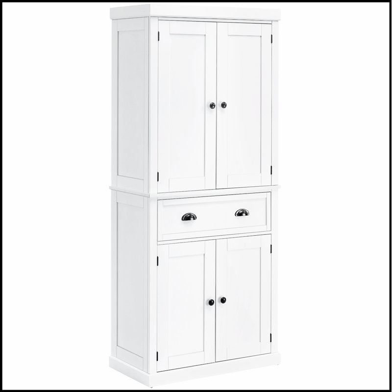 Armoire de cuisine autoportante avec 2 armoires à portes, un tiroir et des tablettes réglables pour un rangement efficace