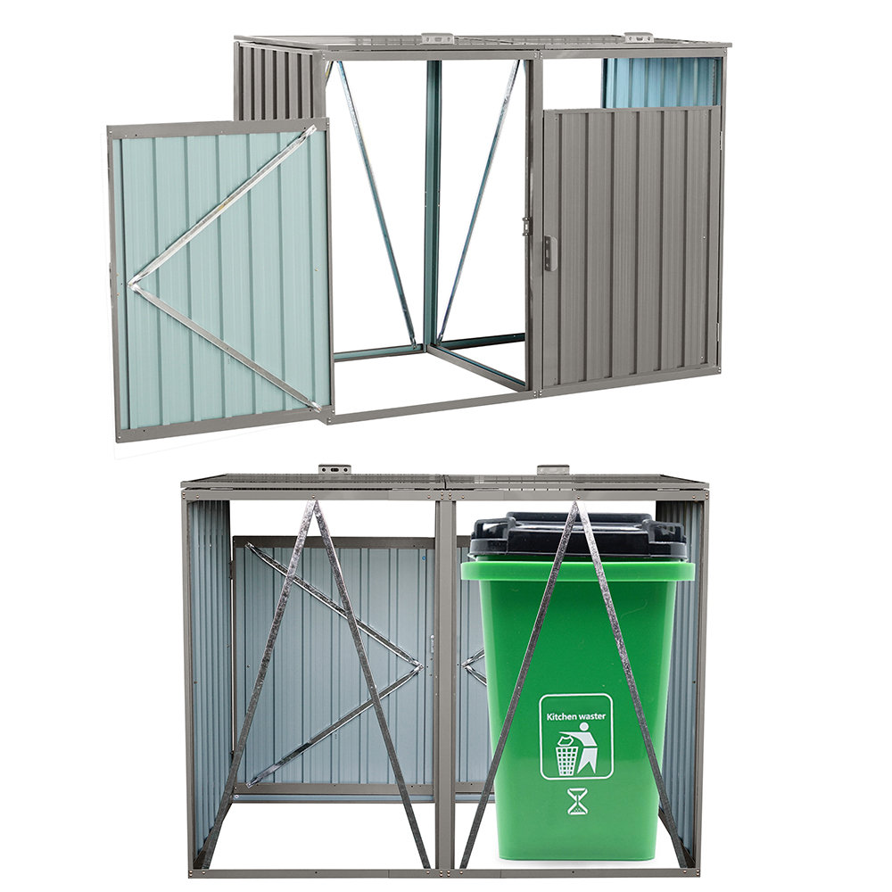 iYofe Outdoor Trash Can Storage, Storage Shed For 2 Trash Cans And ...