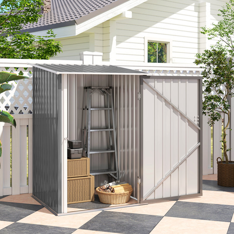 Outsunny 3.3 x 3.4 ft Lean to Garden Shed Metal, Grey