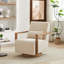 Fauteuil d'appoint pivotant moderne avec accoudoirs en bois massif et confort à 360 °