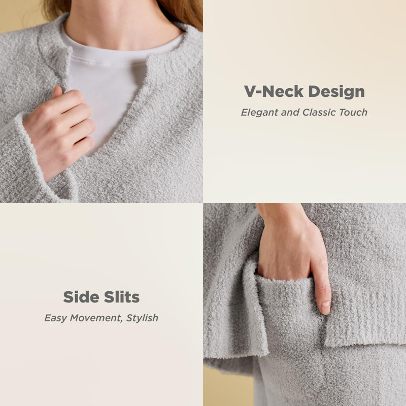 Literie pyjama d'hiver pour femme à manches longues, S, Gris