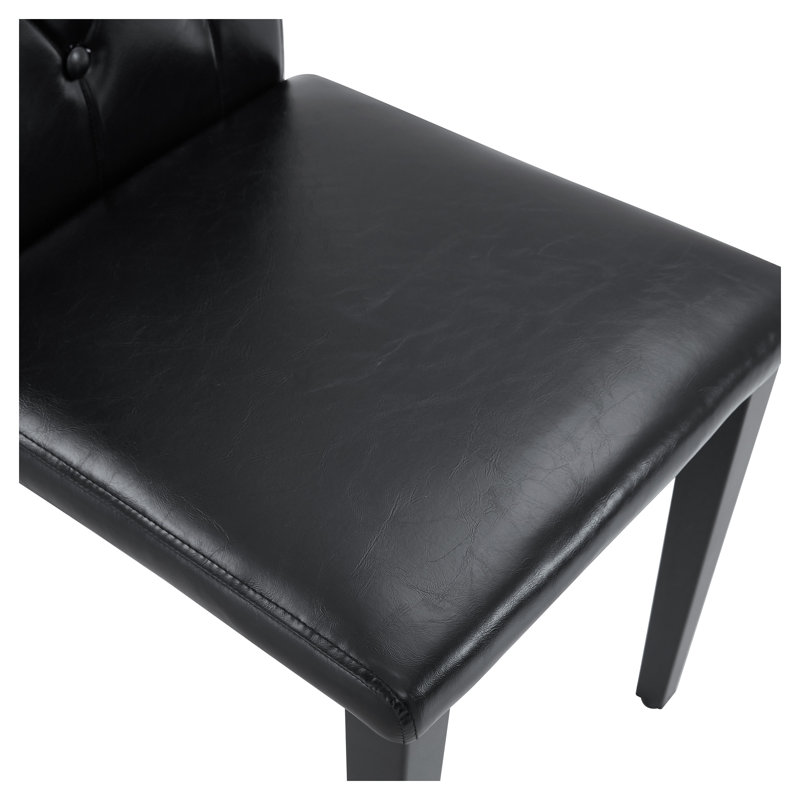 Ensemble de table de salle à manger moderne en grain de bois noir pour 6 personnes avec chaises capitonnées en cuir synthétique