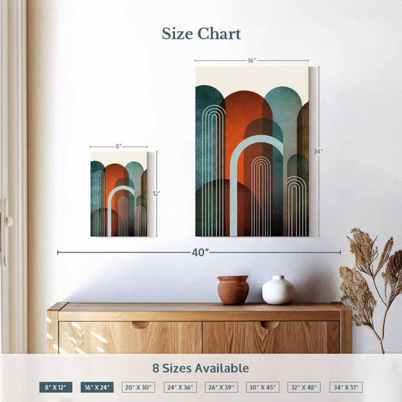 Avery Mid-Century Arches orange sarcelle I, H 12 po x l 8 po