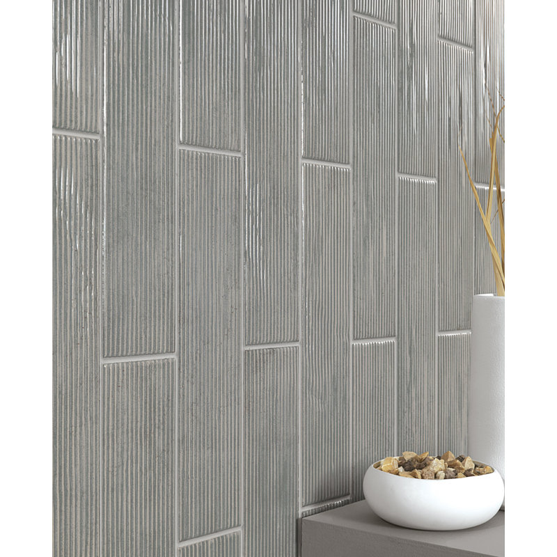 Forma 3 po x 12 po Carreau de mur texturé en porcelaine brillante Subway, Argile