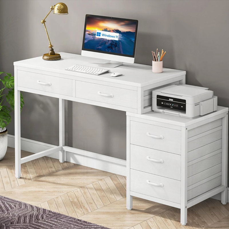 Bureau d'ordinateur réversible avec 5 tiroirs