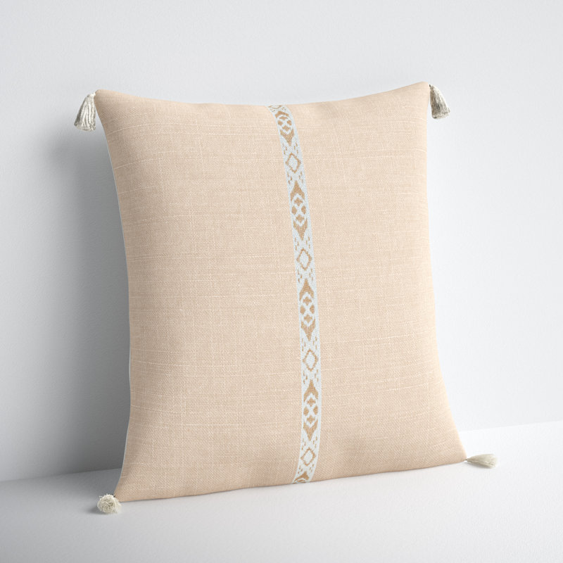 Griffin Embroidered Throw Pillow, Down, Beige