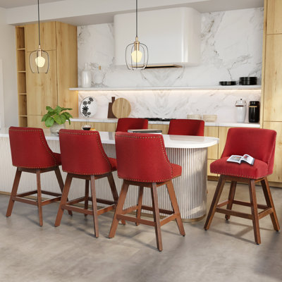  Counter Height Swivel Upholstered Bar Stools (Set of 6)