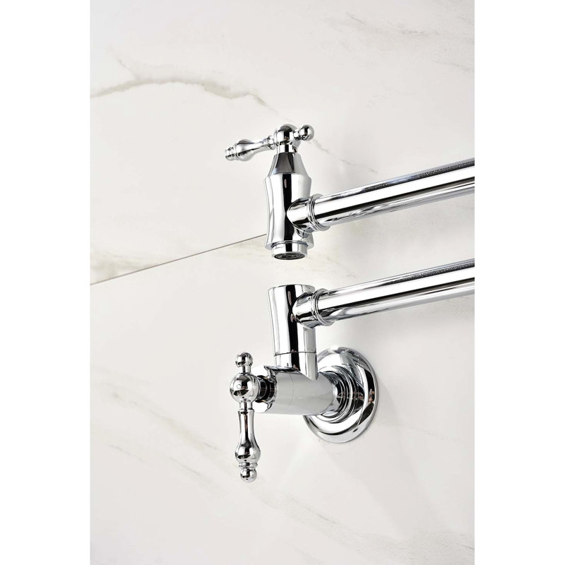 Wall Mount Folding Pot Filler Faucet In , Double Handles For Effortless Water Management, High-Durability Brass, Corrosion Treatment, Space Precise Control, Brass Material, Design
