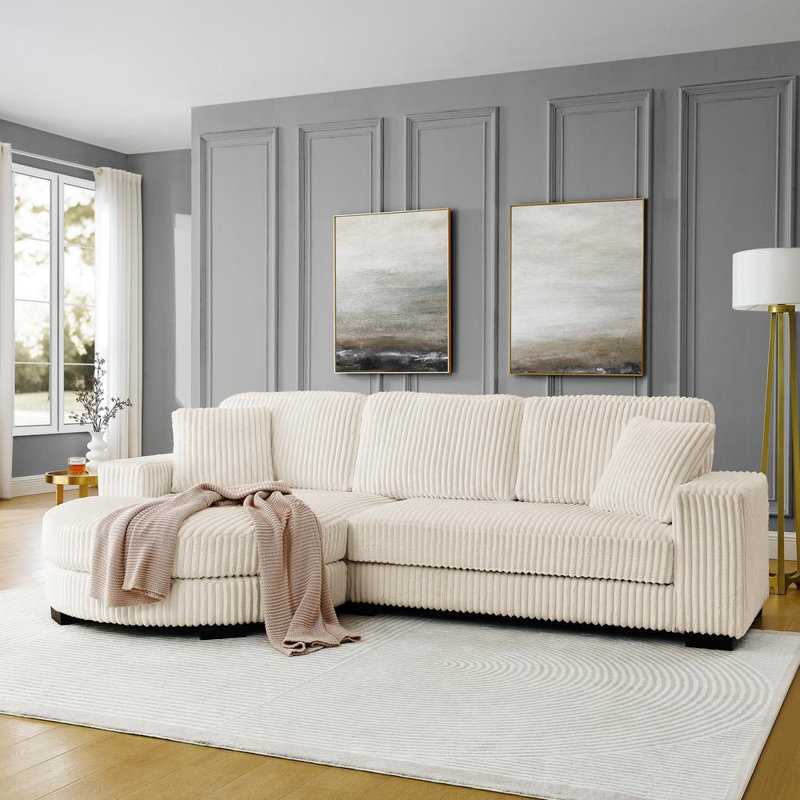 Canapé modulaire 2 pièces rembourré, Beige Corduroy