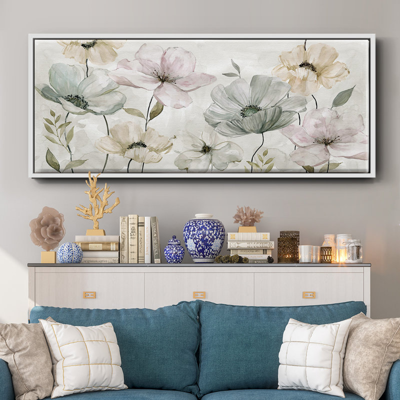 Garden Grays- Framed Canvas, 24" H x 60" W
