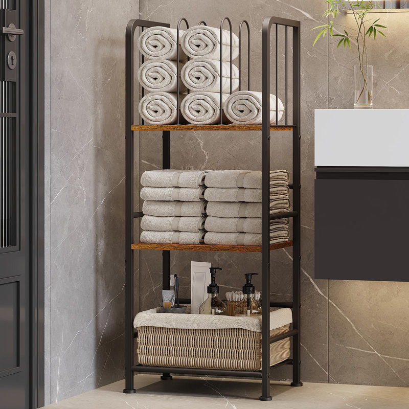 Towel Rack Free Standing 3-Tier M-Shaped Detachable Dividers, Durable Metal Towel Holder for Bathroom, Vintage